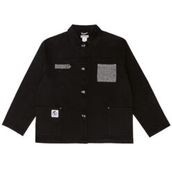 Овершот с деталями из твида и длинными рукавами черный