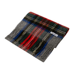 Шарф из овечьей шерсти серо-красная клетка