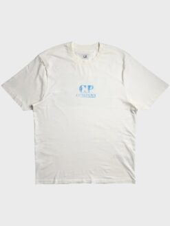 Футболка C.P. Company белая с голубым лого