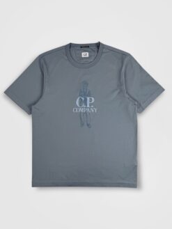 Футболка C.P. Company из плотного хлопка серо-голубая