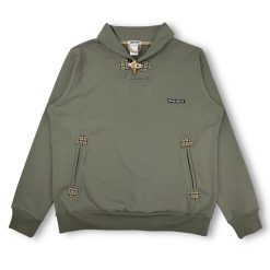 Свитшот с отложным воротником на пуговице оливковый