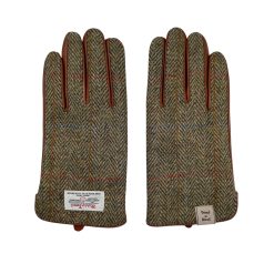 Перчатки Женские из натуральной кожи c твидом рыжие