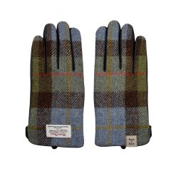 Перчатки Мужские из натуральной кожи с твидом коричневые