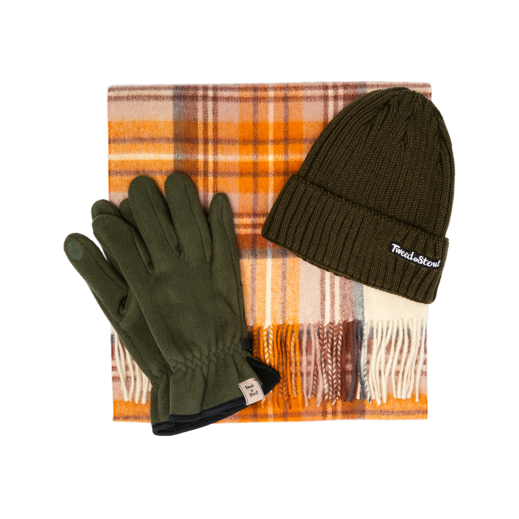 теплый комплект оливковый с рыжим