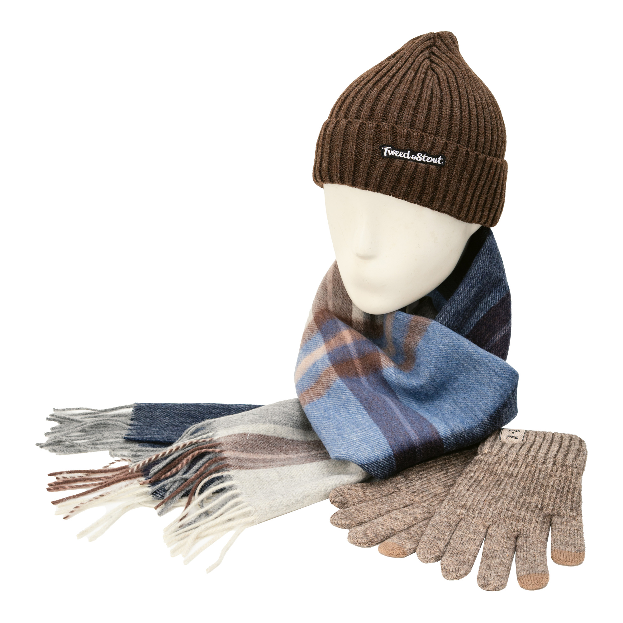 Теплый комплект синий с коричневым