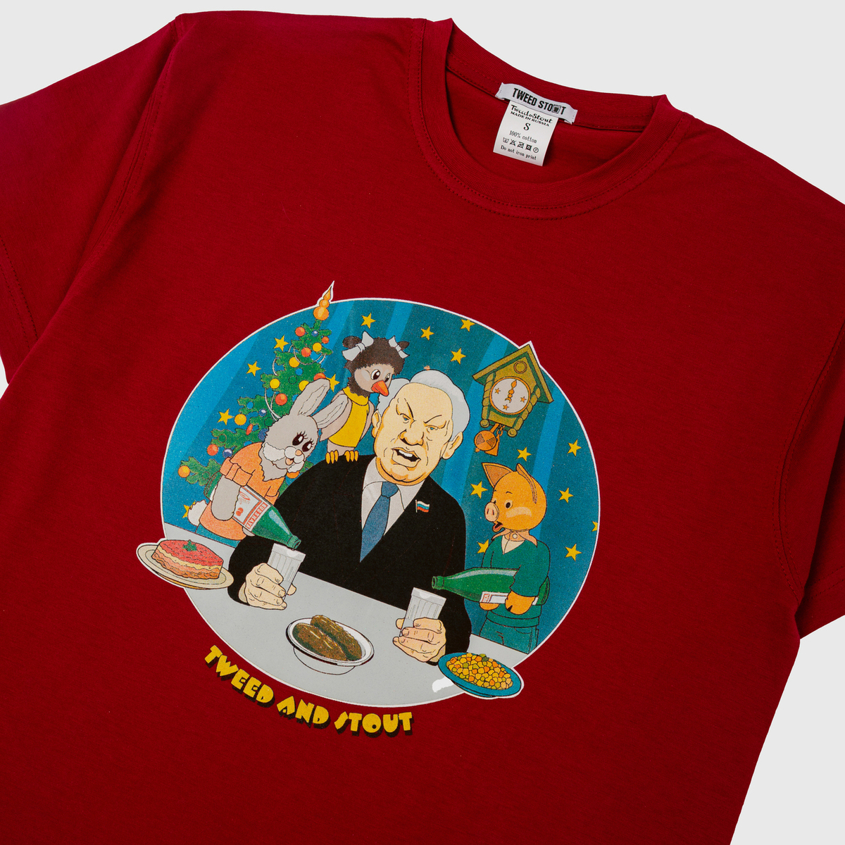 Футболка Новогодний огонек бордовая