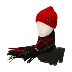 Теплый комплект черный с красной шапкой