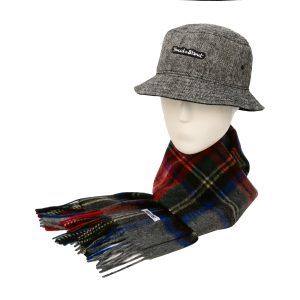Теплый комплект шарф с панамой серый