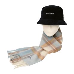 Теплый комплект шарф с панамой голубой/синий