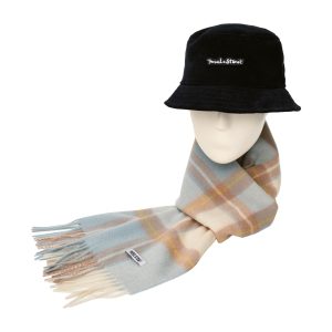 Теплый комплект шарф с панамой голубой/синий