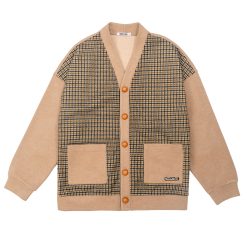 Кардиган из плотного трикотажа с налокотниками