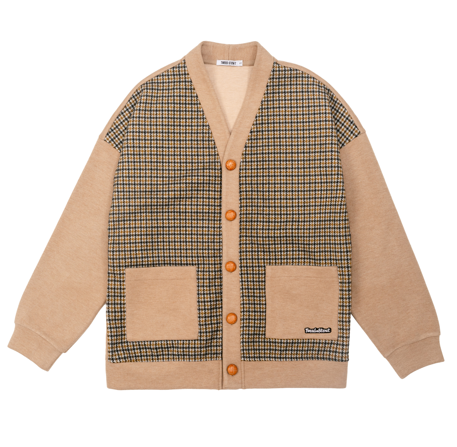 Кардиган с налокотниками бежевый