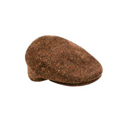 Кепка флэт кэп из твида коричневая