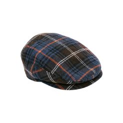 Кепка флэт кэп из твида синяя в клетку