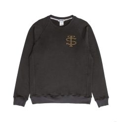 Свитшот с монограммой из твида темно-серый