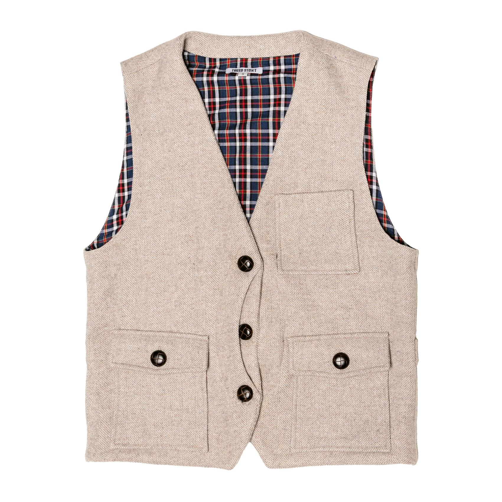 жилет из твида бежевый